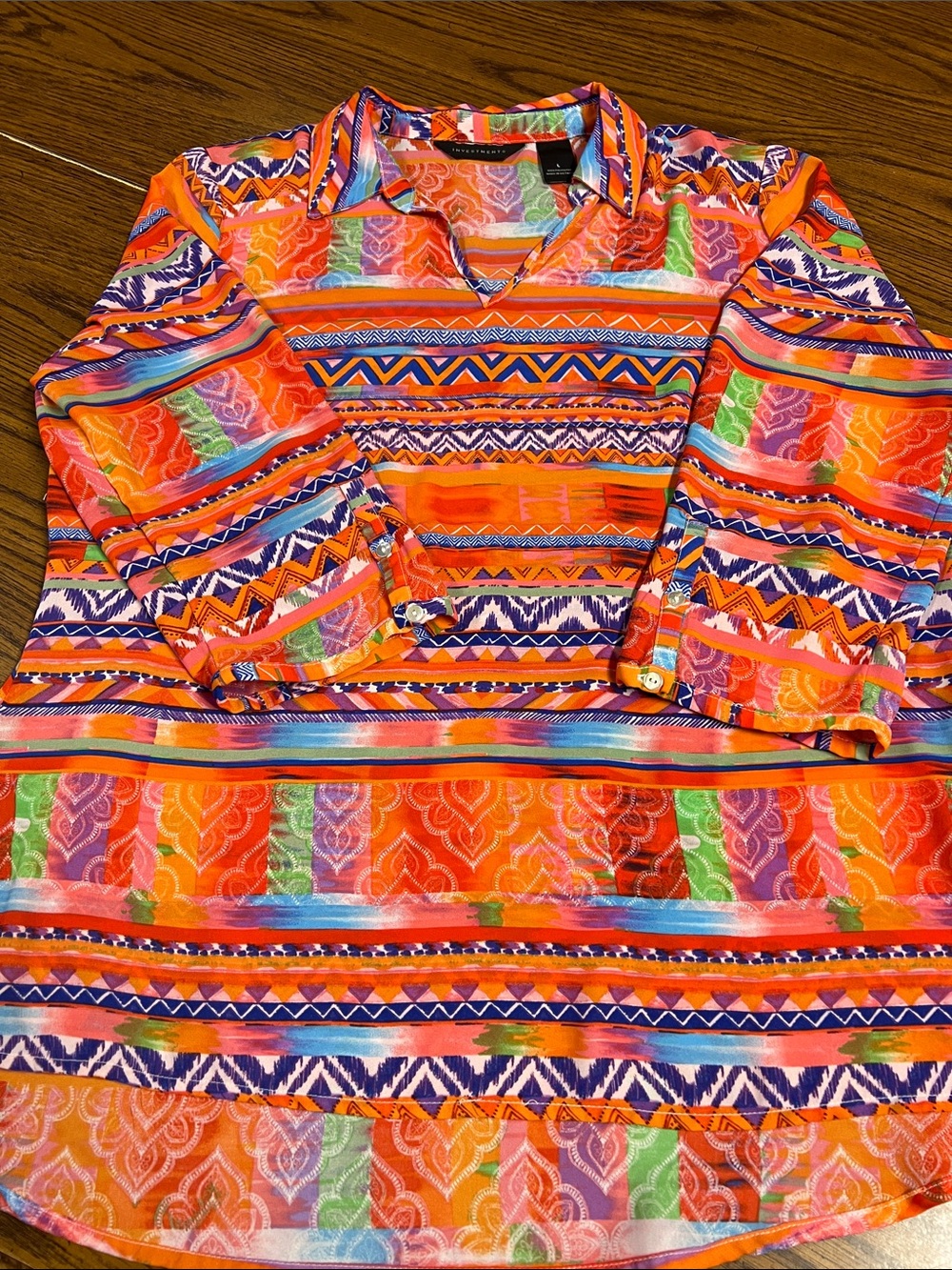 Investments Orange Multicolor Aztec-Print Tunic